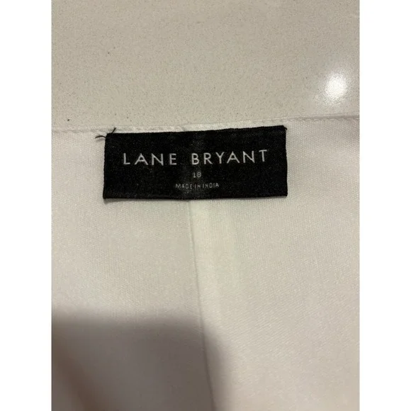 Lane Bryant Womens Shirt Boho Top Sz 18 White with Trim 3/4 Sleeve - Picture 4 of 7